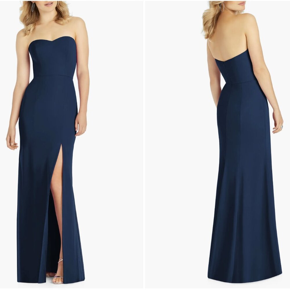 After Six Strapless Chiffon Trumpet Gown - Midnight / Navy